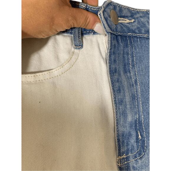 Cloud Ten  Soft Girl NWT Small Asymmetrical Dual Tone Colorblock Denim Skirt - Picture 3 of 7